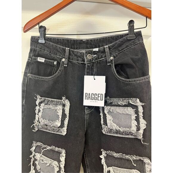 The Ragged Priest Dollz Kill Rubic Charcoal Distressed Square Baggy Jeans sz 30 - Picture 8 of 12